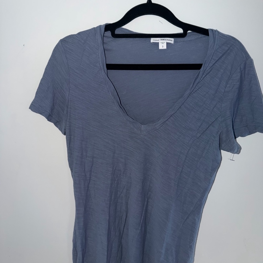 James Perse V-Neck Short Sleeve Tee — Slate